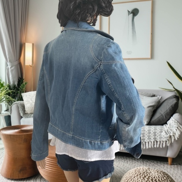 Asymmetrical Cropped Jean Jacket MNG by Mango - Picture 7 of 14